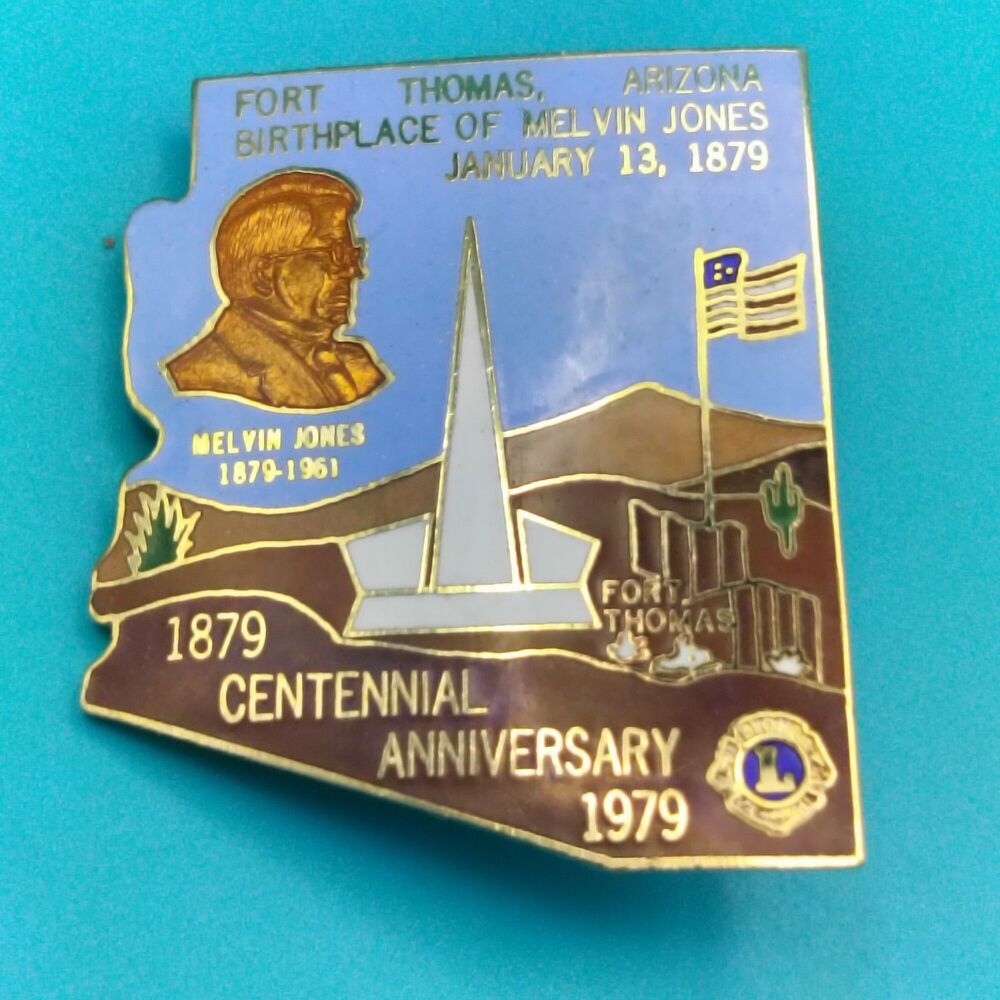 Fort Thomas Arizona 1979 Lions Club Pinback Metal Enamel Pin Vintage 70s